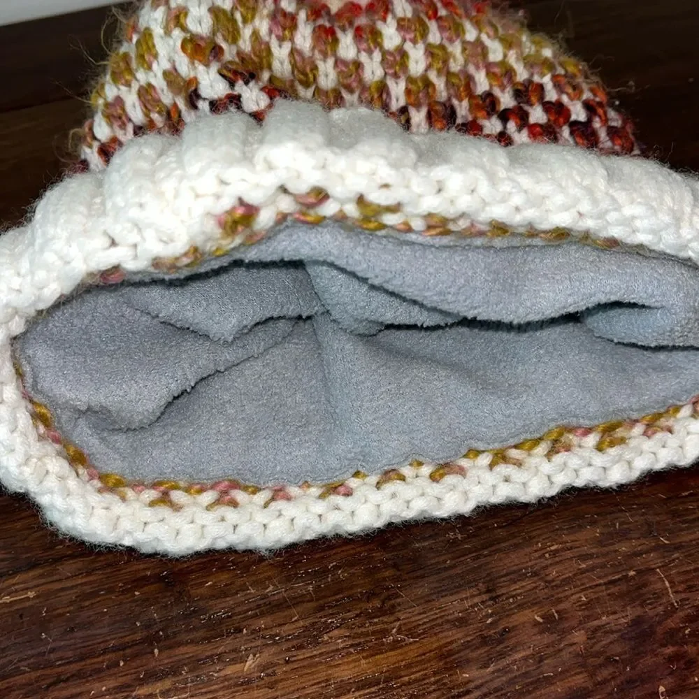 prAna Beanie Women's Chunky Knit Hat W Pom Rainbow check acrylic Blend